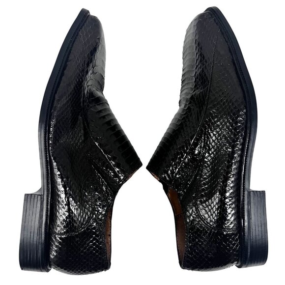 Giorgio Brutini Men Exotic Black Snake Skin Loafers Shoes US 10W Slip On Comfort - Picture 6 of 12